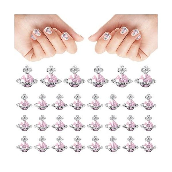 TIESOME 20pcs Nail Art Charms, 3D ongles strass Planet Nail Charms Shiny Saturn Shape Nail Accessories pour les femmes décora