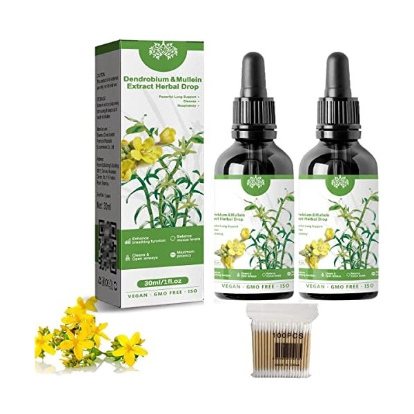 Clearbreath – Extrait de dendrobium et de molène – Essence à base de plantes pour la santé pulmonaire – Puissant soutien pulm