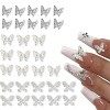 30 Pcs Charmes DOngle de Papillon Alliage,Charme Nœud Papillon Nail Strass,pour Manucure Nail Art DIY Accessoires Décoration