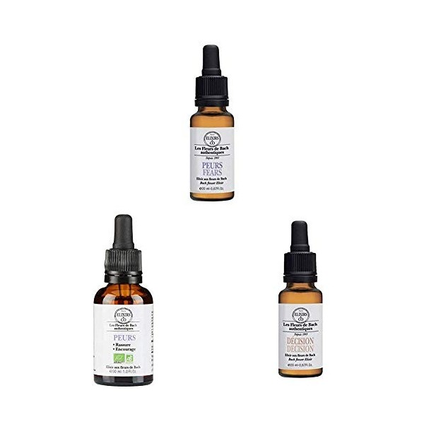 Assortiment de 3 elixirs prêts à lemploi - ELIXIR & CO - PEURS Flacon de 20 ML, PEURS Flacon de 30 ML, DECISION Flacon de 20