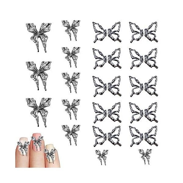 30 Pcs Charmes DOngle de Papillon Alliage,Charme Nœud Papillon Nail Strass,pour Manucure Nail Art DIY Accessoires Décoration