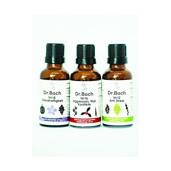 Dr Bach Gouttes, Fleurs de Bach Kit complet dagression et dagression, colère, conflits, anti-stress et fermeté