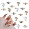 NICENEEDED 12Pcs Saturn Chrome Nail Charms, Heart Planet Design Ongles Strass avec Boîte, Bijoux de Manucure en Alliage de Zi