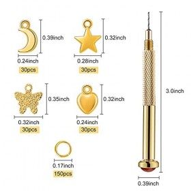 271 Pièces Anneaux de Bijoux dOngle avec Outil de Perçage d’Ongles Perceuse à Main, Pendentif Bijou d’Ongle de Perçage Brelo