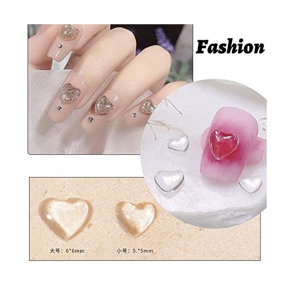 3D Charmes dongles, Transparent amour coeur cristal Nail Art décoration Charmes dongles de Coeur pour des décorations dart