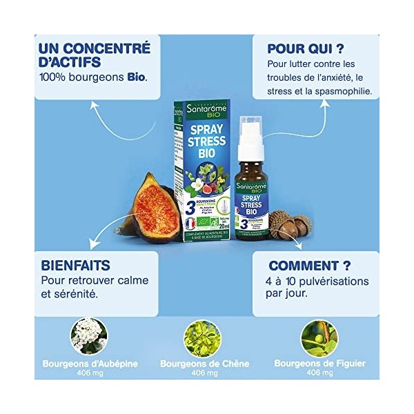 Santarome Bio - Spray Stress Bio | Complément Alimentaire Anti-Stress et Anxiété | Pour Retrouver Calme & Sérénité - A base d