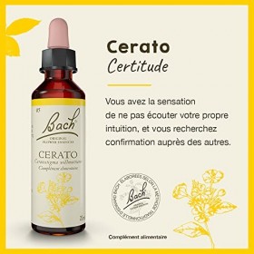 Fleurs de Bach Original, Cerato, No 5, pour plus de certitude, aide à suivre ses intuitions. Elixir floral naturel pour le bi