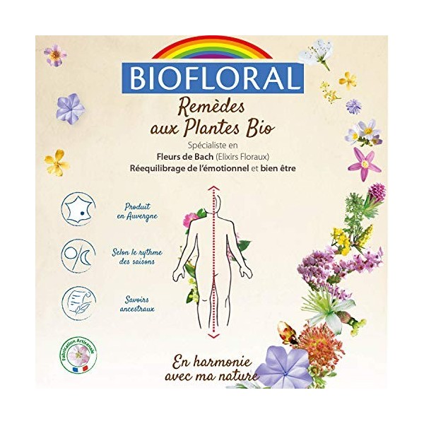Biofloral Wild Oat 36 Fleur de Bach Elixir Floral du docteur Bach Avoine Sauvage en Compte-Gouttes Force et Volonté 20 ml