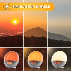 Simulateur dAube Haute Fidélité – Pour un Éveil en Lumière – Réveil Lumineux avec Mode Nuit Noire et Bruit Blanc – Simulatio