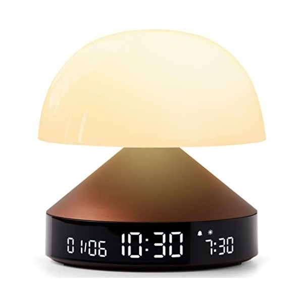 Lexon MINA Sunrise Reveil matin lumineux, simulateur daube et crépuscule, 5 sons naturels, lampe de chevet LED veilleuse et 