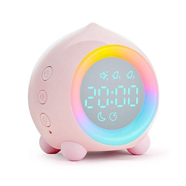 tronisky Réveil Enfants, LED Numerique Lampe Réveil avec Charge USB/Réglable Snooze Réveil & Lampe de Chevet pour Filles Garç