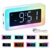 Reveil Numerique LED, Réveil Horloge de Bureau Numérique avec 8 Couleurs Veilleuse, Réveil RGB Dimmable, Grand Écran LED, Ala