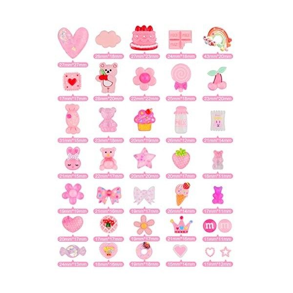 EBANKU 100 PCS Nail Charms Résine, Sucette Donut Nail Charms Résine Charms Mixed Assortiment de Bonbons Résine Flatback Slime