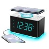 Réveil avec Radio FM, Chargement USB, Affichage LED Bleu Glace de 1,8 Pouces, Veilleuse, Double Alarme, Sieste, Contrôle de G