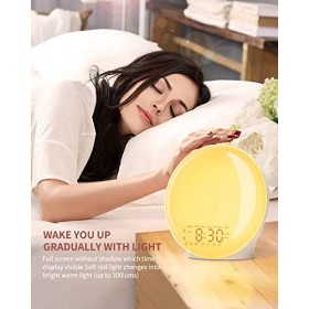 Réveil Lumineux, Lumière de Réveil Plein écran, 14 Modes déclairage, Simulation de Lever de Soleil et 8 Sons de la Nature, p