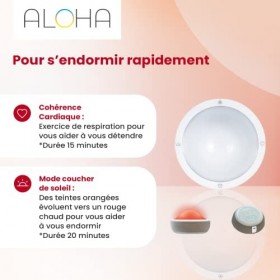 Terraillon - Réveil Lumineux Aloha - Simulateur dAube et Aide au Sommeil – 2 personnes sur 3 s’endorment en moins de 15 minu