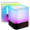 Sayapeiy Enceinte Bluetooth Portable Lumineuse, Lampe de Chevet Tactile Rechargeable, FM Radio Réveil Lumière LED Multicolor 