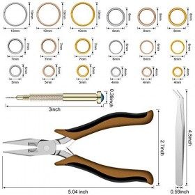 1014 Charmes Dangle d’Art d’Ongles Outil Perceuse à Main, Breloque pour Ongle 6 Tailles Connecteurs dAnneaux de Saut avec An