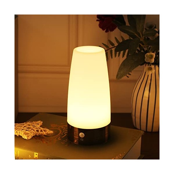 WRalwaysLX Lampe de chevet avec détecteur de mouvement LED Fonctionne avec 3 piles AA pour le salon, la chambre, la salle de 