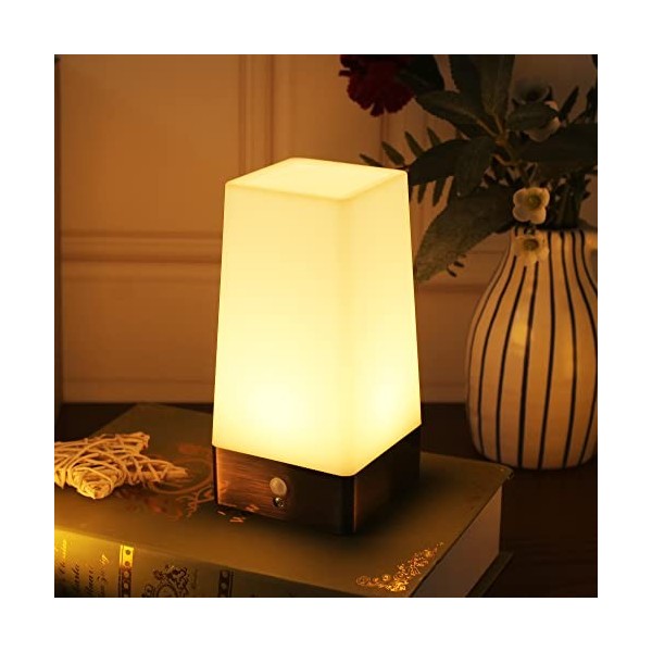 WRalwaysLX Lampe de chevet avec détecteur de mouvement LED Fonctionne avec 3 piles AA pour le salon, la chambre, la salle de 