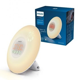 Philips HF3503/01 Lampe réveil pour enfant LED, réveil avec lumière, touches lumineuses, autocollants Blanc