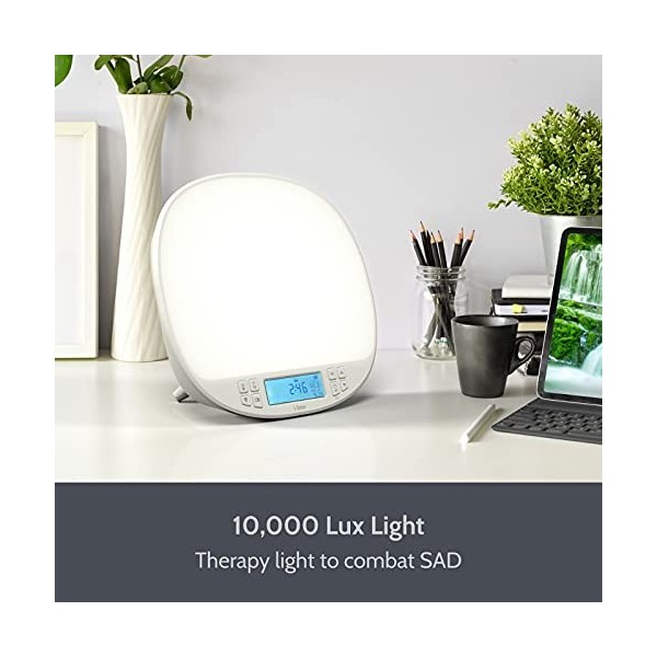 i-box Lampe de Luminothérapie Reveil Simulateur dAube 10 000 Lux av