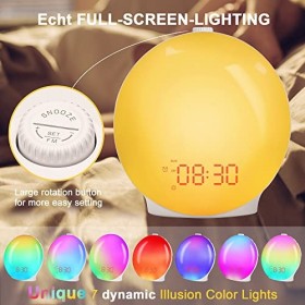 BELLALICHT Réveil lumineux Wake Up, Éclairage plein écran Simulation de lever du soleil, Double réveil, Jours individuels de 