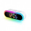 REACHER Réveil numérique LED coloré avec veilleuse RVB, 2 alarmes, snooze, intensité variable, 7 sonneries, volume de réveil 