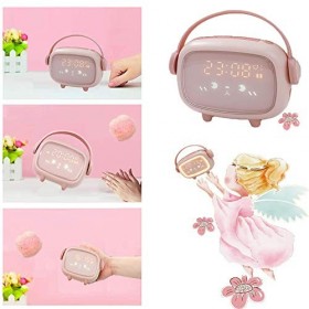 CaaWoo Lampe Réveil Enfant,Radio Réveil Lampe de Chevet Veilleuse LED Reveil Matin avec Automatique Temps/Date/Température, 2