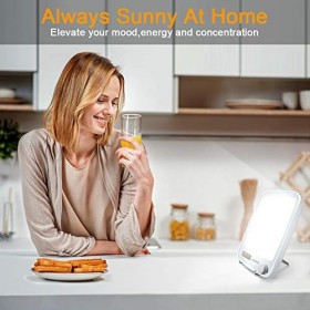 YCIGFUNS Lampe de thérapie à LED sans UV 10 000 LUX Lampe de thérapie avec 20 niveaux de luminosité, réveil et réveil, minute