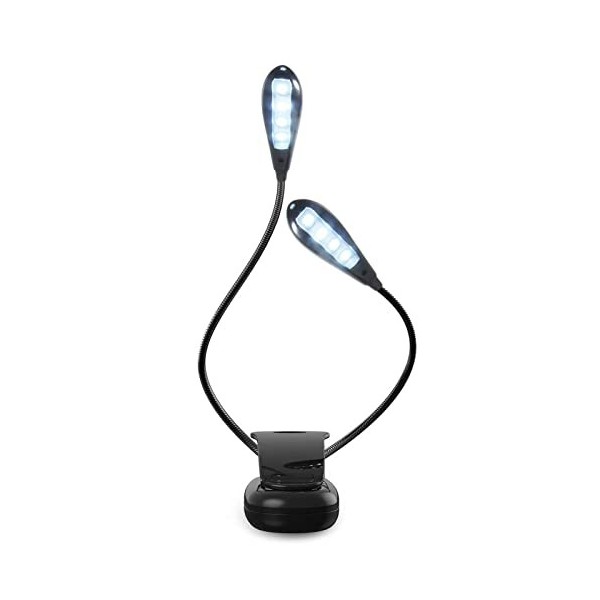 CCHKFEI flexible LED clip sur les lumières de lecture de livre avec 8 LED lumière de stand de musique avec 2 bras double tête