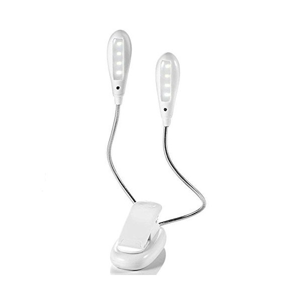 CCHKFEI flexible LED clip sur les lumières de lecture de livre avec 8 LED lumière de stand de musique avec 2 bras double tête