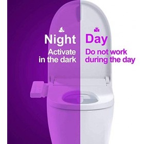 Puao Lot de 2 lampes de siège de toilette à LED avec fonction de mouvement 8 couleurs changeantes pour toutes les toilettes B