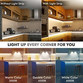 Meiyue Éclairage sous les armoires, 6 bandes lumineuses flexibles pour armoires, 3000K-6000K, éclairage sous les comptoirs av