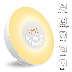 Lampe de Réveil, yoozon Radio Réveil Lumineux avec Fonction Veilleuse et Guide de Nuit, Eveil Lumière Avec 7 Couleurs de Lumi