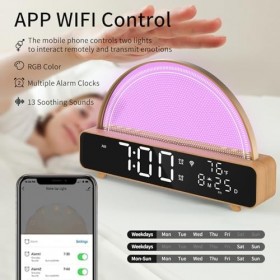 Réveil lever du soleil, restaure le son, routine de sommeil personnalisée, lecture de chevet RVB intelligente contrôlée par a