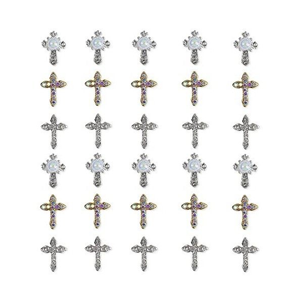 30pcs Croix Nail Art Charms en Métal Accessoires dart dongle Accessoires dart dongle Art dongle 3D Bijoux Ongles Nail Ar