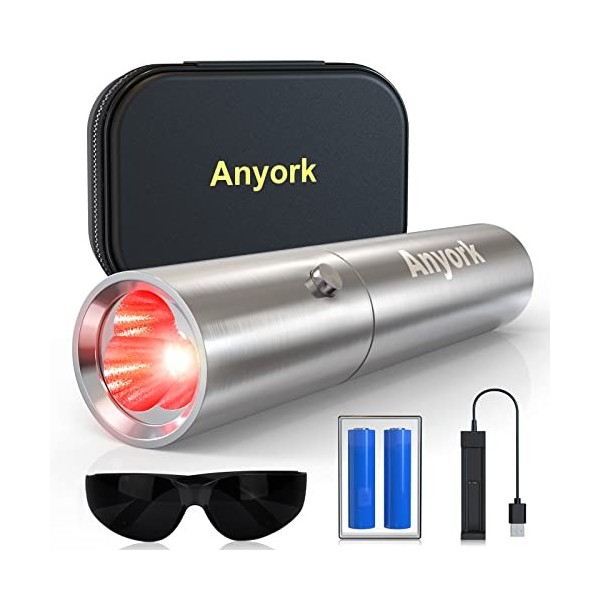 Anyork Appareil à lumière rouge, lampe de poche infrarouge LED 660 nm et 850 nm Argent 1 