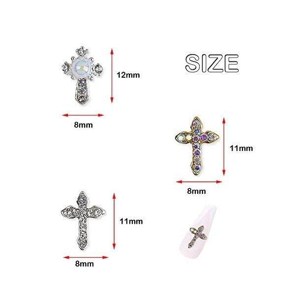 30pcs Croix Nail Art Charms en Métal Accessoires dart dongle Accessoires dart dongle Art dongle 3D Bijoux Ongles Nail Ar