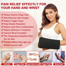 JOBYNA Thérapie infrarouge pour les douleurs de la main, 660nm et 850nm thérapie par la lumière rouge pour le poignet, le cor
