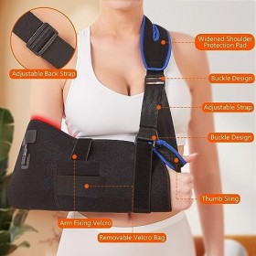 JOBYNA Echarpe de Bras Avec Thérapie Infrarouge, Immobilisateur dépaule Gauche/Droit, Sangle de Soutien 660nm lumière rouge 