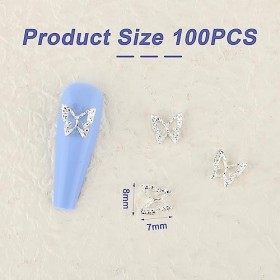 100&nbsp;Pcs Bijoux Ongles Papillon, Métal Decoration Ongles Nail 3d Papillon Creux Breloques pour Ongles pour Ongles Bricolage Fo