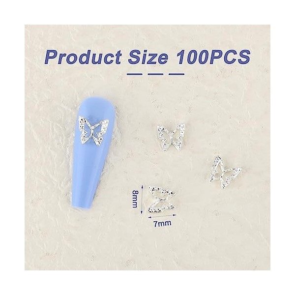 100 Pcs Bijoux Ongles Papillon, Métal Decoration Ongles Nail 3d Papillon Creux Breloques pour Ongles pour Ongles Bricolage Fo