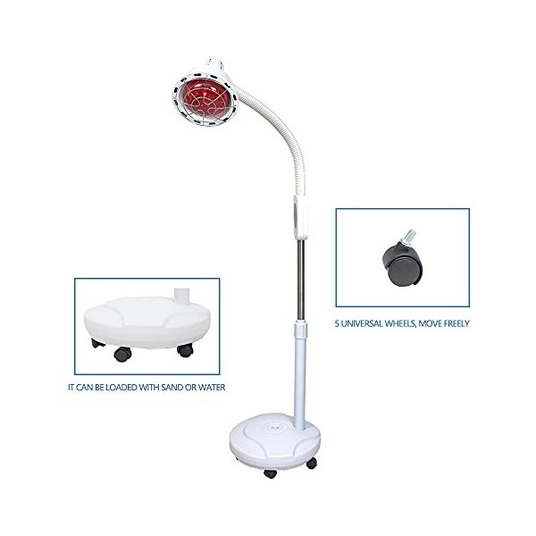 Sanqiao Lampe de thérapie infrarouge à lumière rouge avec minuterie, température et hauteur réglables pour salon de beauté et