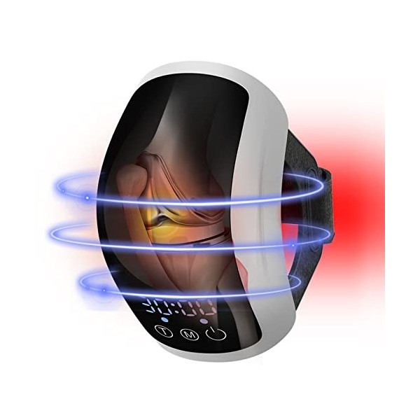 Jitesy Appareil thérapie lumière rouge,660 nm et 880 nm Proche Infrarouge Thérapie Genouillère portable pour gonfler articula