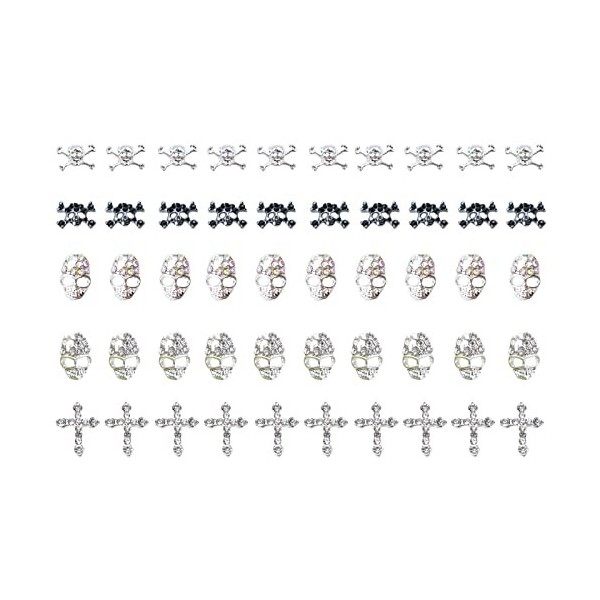 RUNRAYAY 30Pcs Planet Nail Art Charms, Or et Argent 3D Clous à Ongles Élégants Diamants pour Accessoires dOngles, Décoration