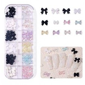 Lot de 2 boîtes de 24 breloques en résine avec nœud en forme daurore 3D pour nail art, décoration dongles, décoration dong