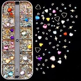 NICENEEDED 2 Boîtes Kit de Décorations Nail Art, Perles de Caviar de Bijoux de Perles Rondes 3D, Accessoires pour Ongles en R