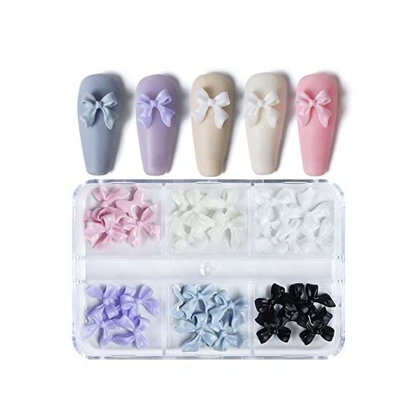 Dinntty 3D Résine Arcs Nail Charms 30 pcs Coloré Manucure Charmes Flatback Papillon Ongles Bijoux Décorations Nail Art Design