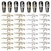 craspire Gun Nail Charms 32Pcs 4 Style 3D Nail Charms avec Strass Gun Nail Art Charms Accessoires pour DIY Nails Art Décorati